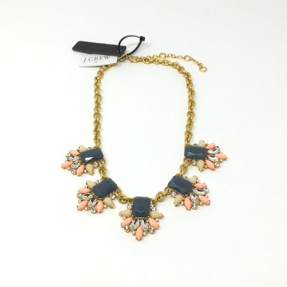 J CREW FACTORY GEMSTONE CLUSTER NECKLACE STATEMENT FAUX GOLD DIAMOND NWT EASTER - Picture 11 of 13